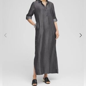 Chico's chambray long sleeve woman's maxi dress, Chico's size 3, US size 16